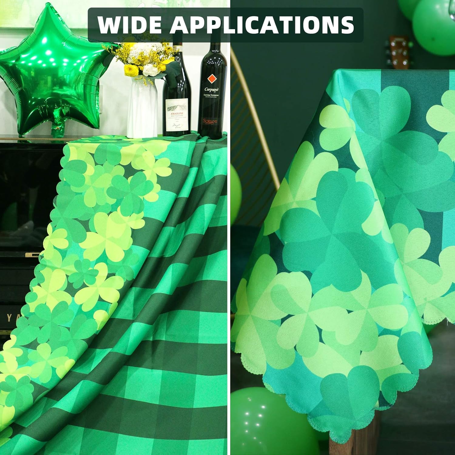Mantel del Día de San Patricio con trébol irlandés verde, 60 x 84 pulgadas, rectangular, impermeable, decorativo, impreso, para cocina, uso en
