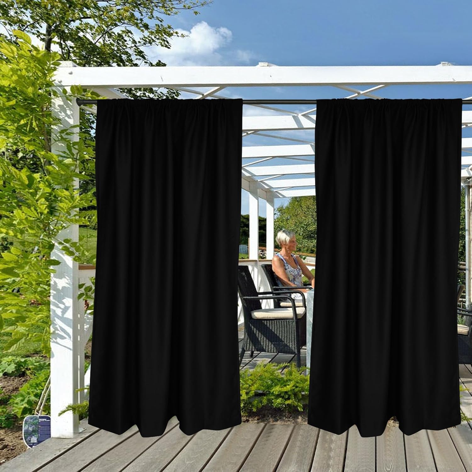 Cortinas extra anchas para exteriores, 100 pulgadas de ancho, cortinas opacas con aislamiento térmico para patio, exteriores, con ojales superiores,
