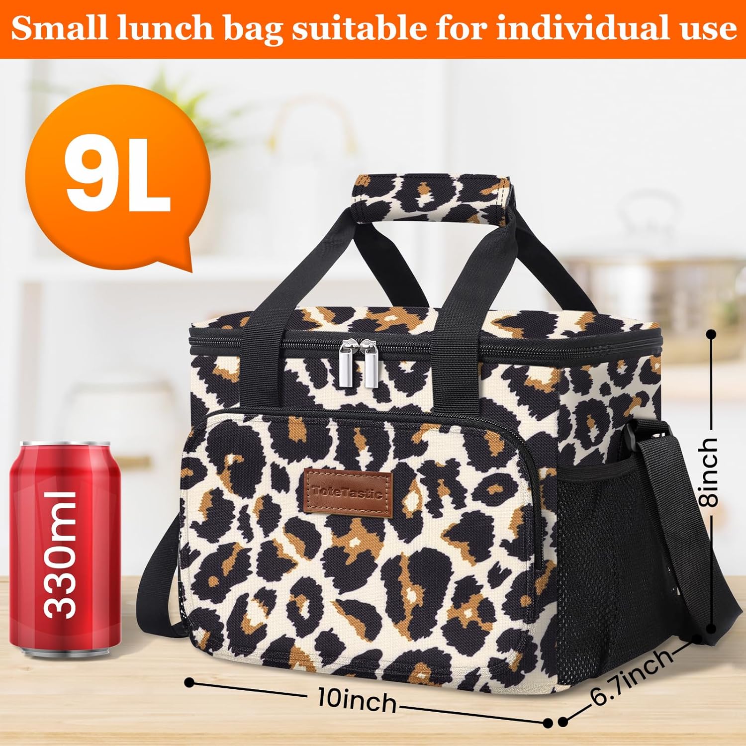 Lonchera reutilizable aislada para mujereshombres, bolsa de almuerzo a prueba de fugas con correa ajustable para el hombro, bolsillo frontal con