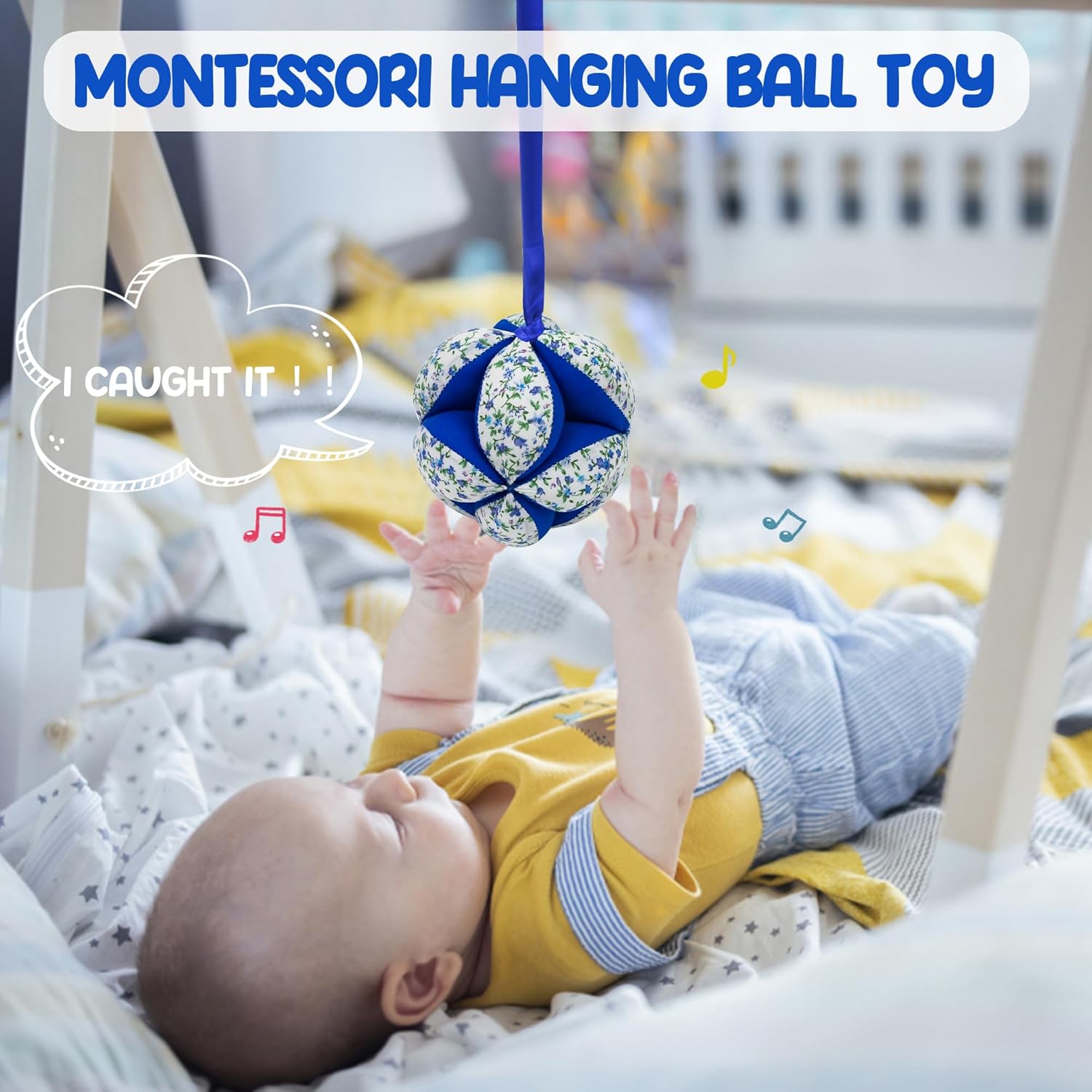 MEYOR Montessori – Bola de tela para bebés, bola de rompecabezas de algodón con sonajero, bola sensorial texturizada para bebés de 6 a 12 meses para