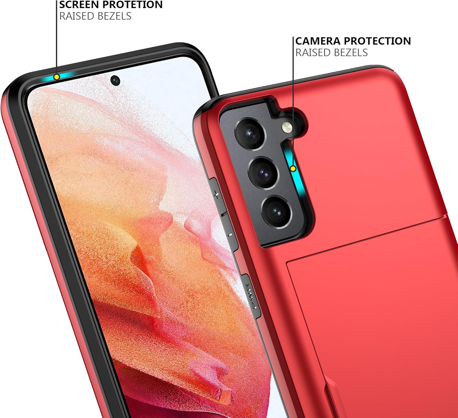 Nvollnoe Funda protectora para Samsung S21 Plus con tarjetero de doble capa resistente para Galaxy S21 Plus, ranura para tarjeta oculta, funda