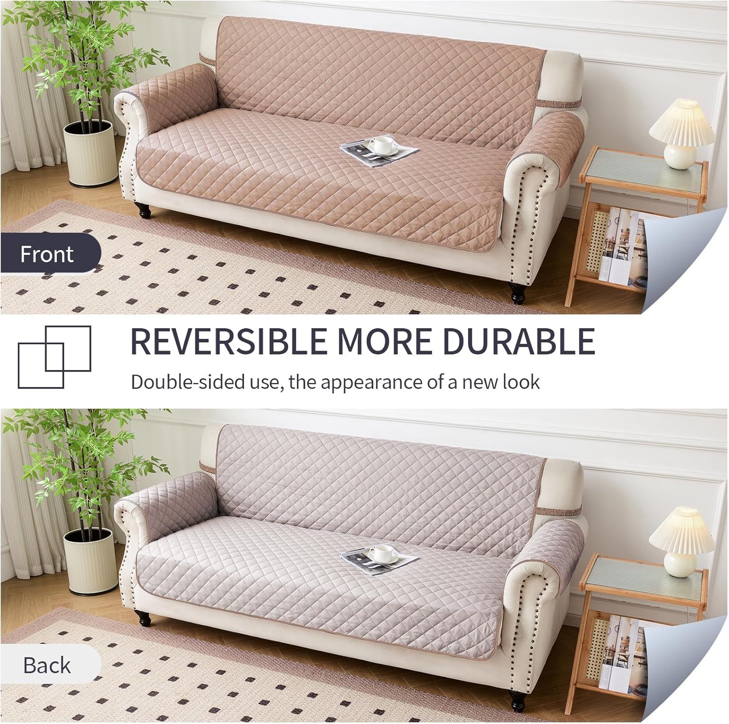 Fundas reversibles para sofá, protector de muebles para perros (sofá, camellobeige)