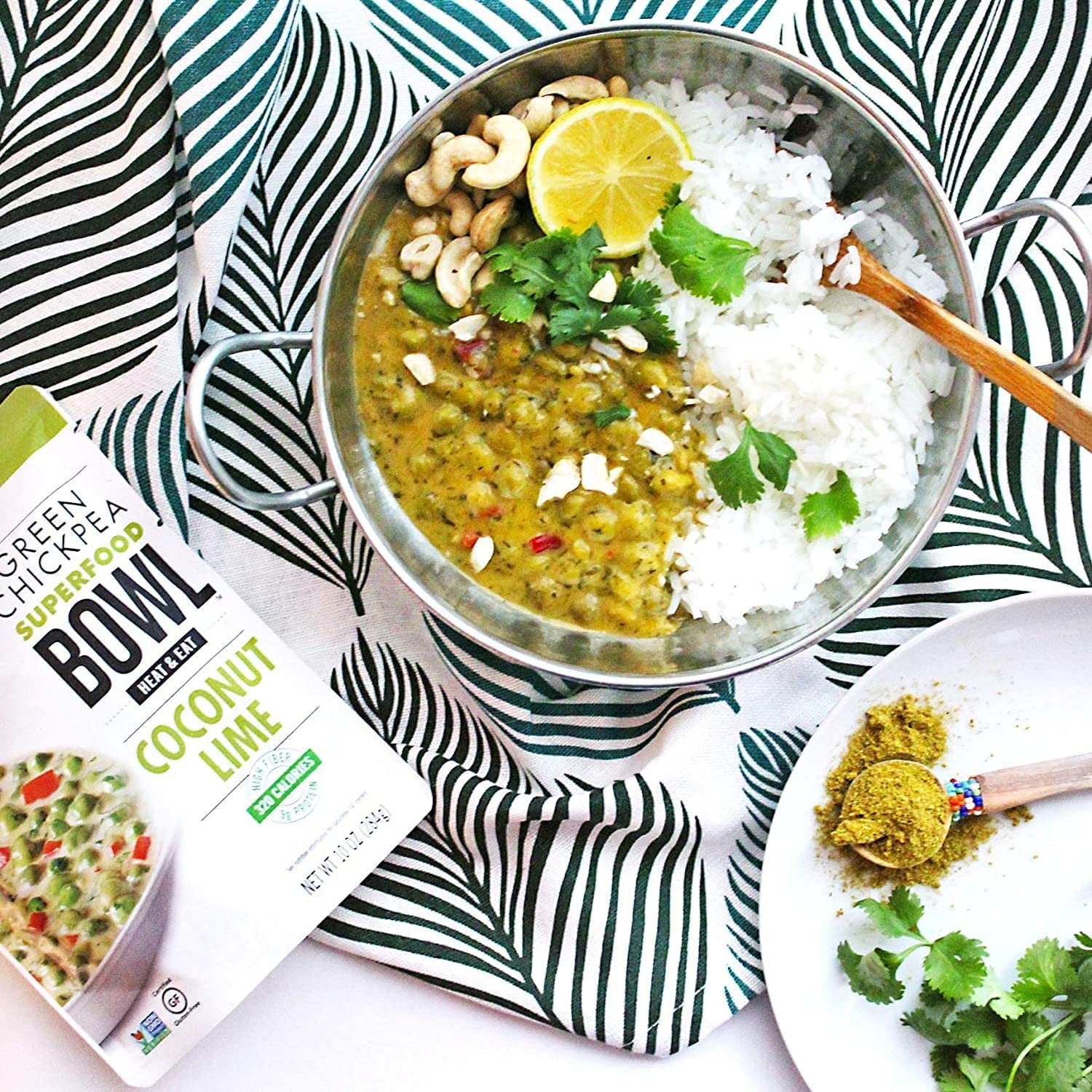 Vana Life’s Foods – Comida preparada a base de plantas, tazón de superalimento de garbanzos verdes, cuenco cocido para microondas para calentar y