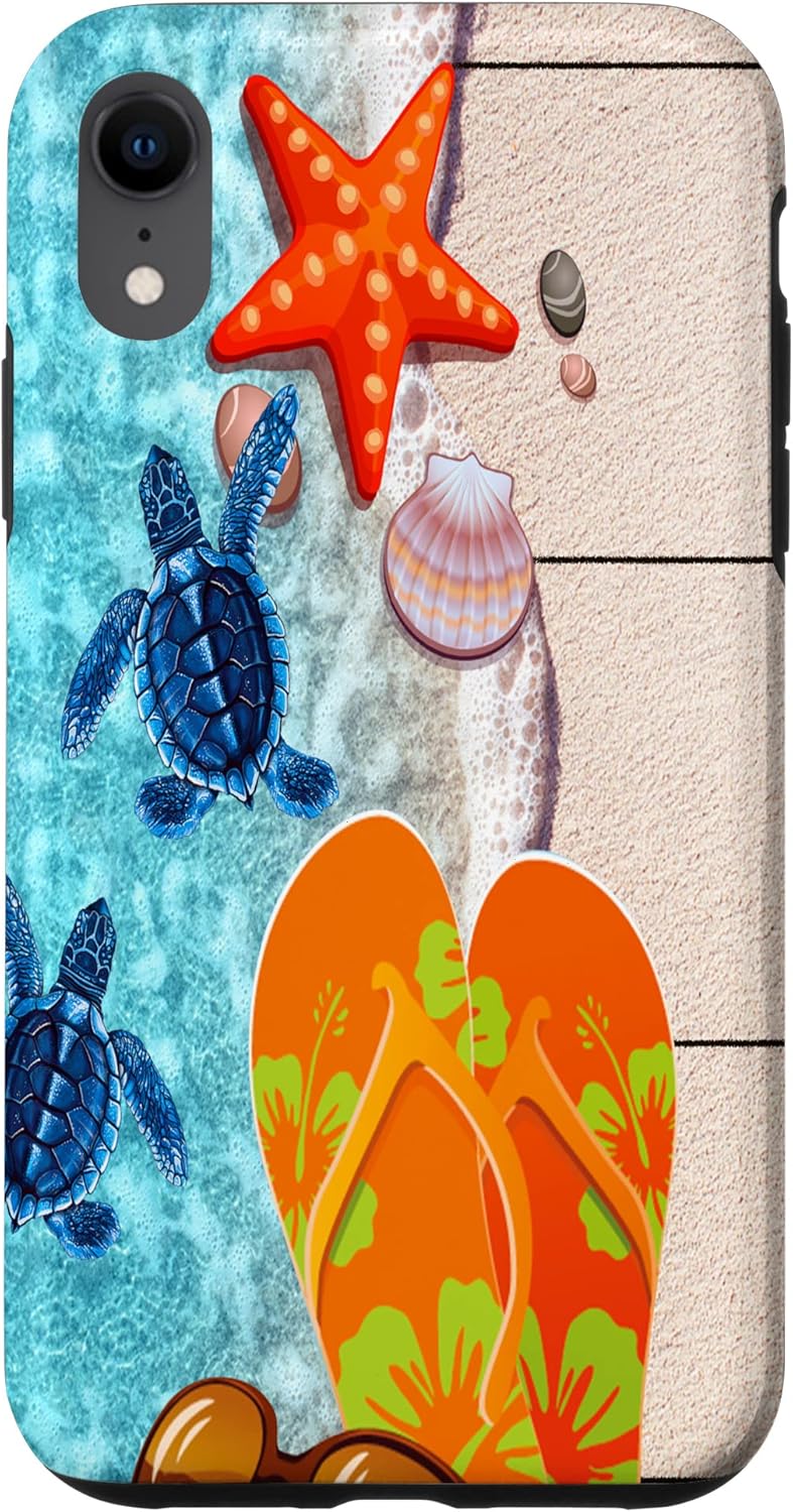 Funda para iPhone XR Sea Turtle And Flip Flop Summer For Summer Lover