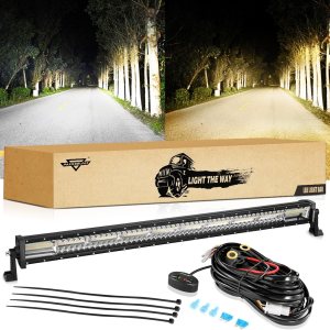 Auxbeam Barra de luz LED recta de 42 pulgadas y 240 W, 6 modos de luz estroboscópica blanca ámbar todoterreno, haz combinado de inundación puntual Auxbeam Barra de luz LED recta de 42 pulgadas y 240 W, 6 modos de luz estroboscópica blanca ámbar todoterreno, haz combinado de inundación puntual