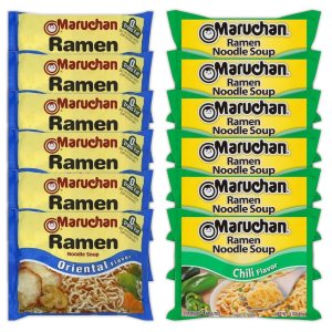 Maruchan Ramen – Variedad de sopa de fideos instantáneos, 2 sabores 6 paquetes de salsa de soja y 6 paquetes de chile, 3 onzas de porciones Maruchan Ramen – Variedad de sopa de fideos instantáneos, 2 sabores 6 paquetes de salsa de soja y 6 paquetes de chile, 3 onzas de porciones