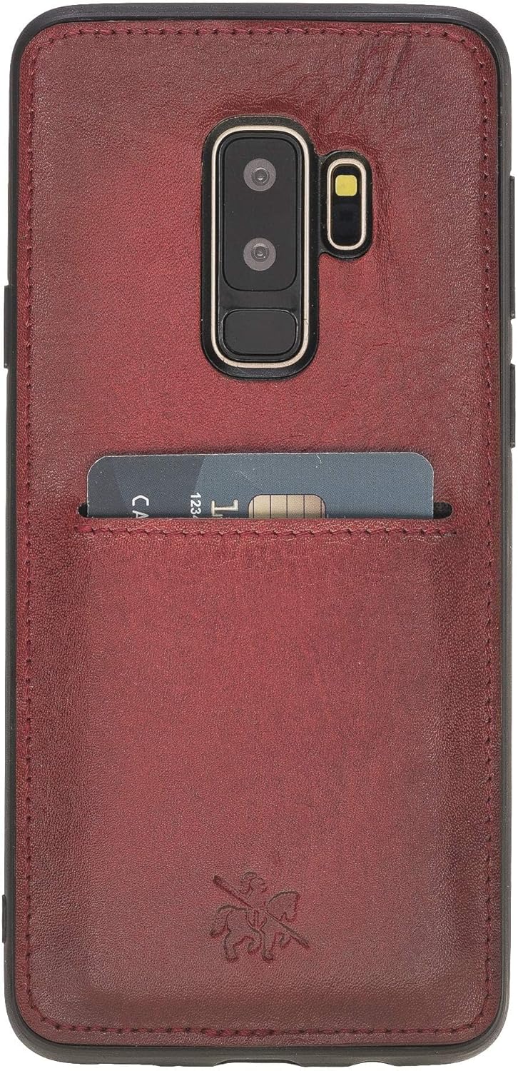 Venito Cosa – Funda de piel tipo cartera compatible con Samsung Galaxy S9 Plus, 6.2 pulgadas, extra segura, con cubierta trasera acolchada (rojo