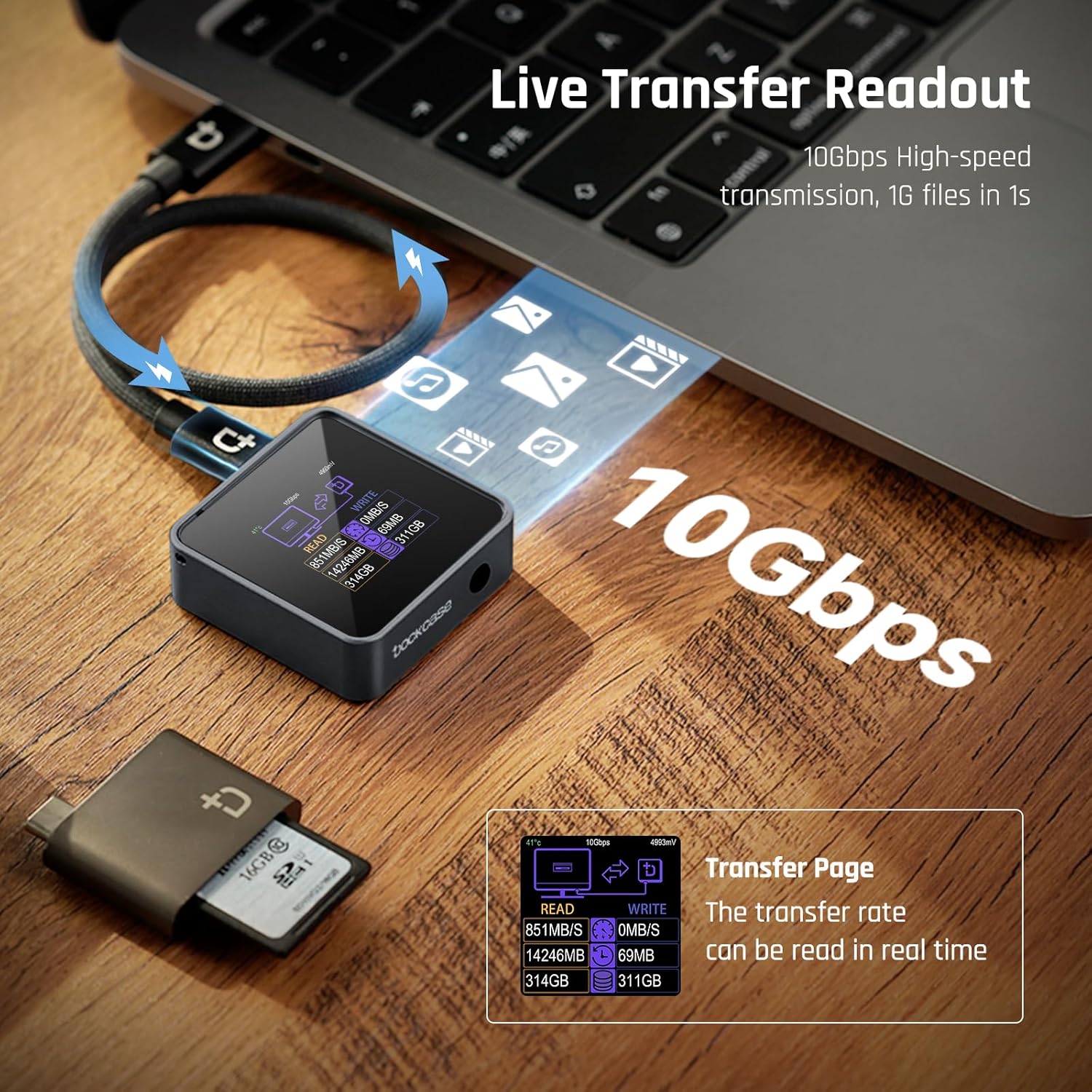 DOCKCASE Pocket M.2 2230 NVMe SSD, compatible con PLP 3s evita la pérdida de datos de escritura, USB 3.2 Gen 2 Tipo-C (10 Gbps), compatible con NVMe