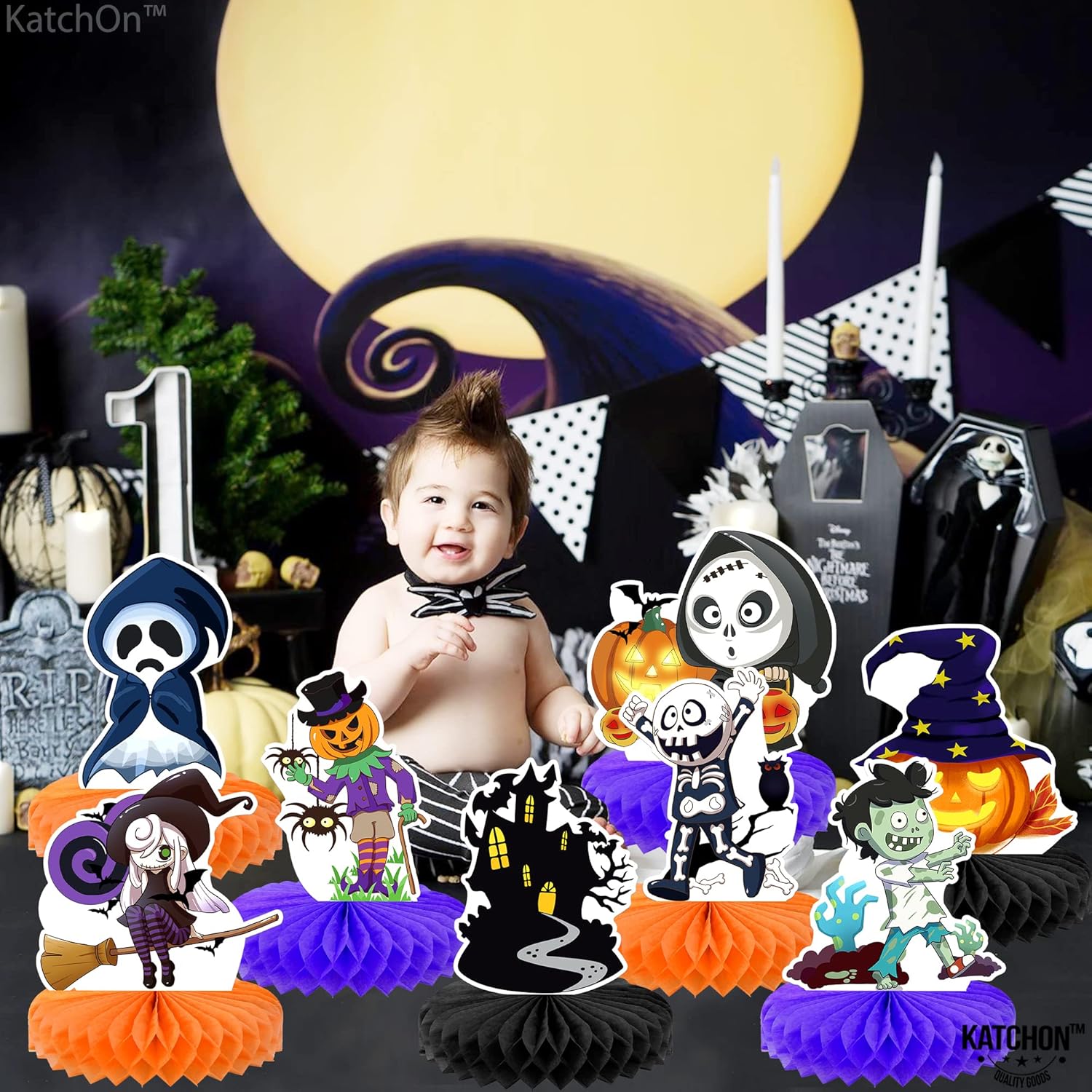 KatchOn, Centros de mesa de Halloween para mesas, paquete de 8, centro de mesa espeluznante de Halloween para decoraciones de mesa de Halloween,