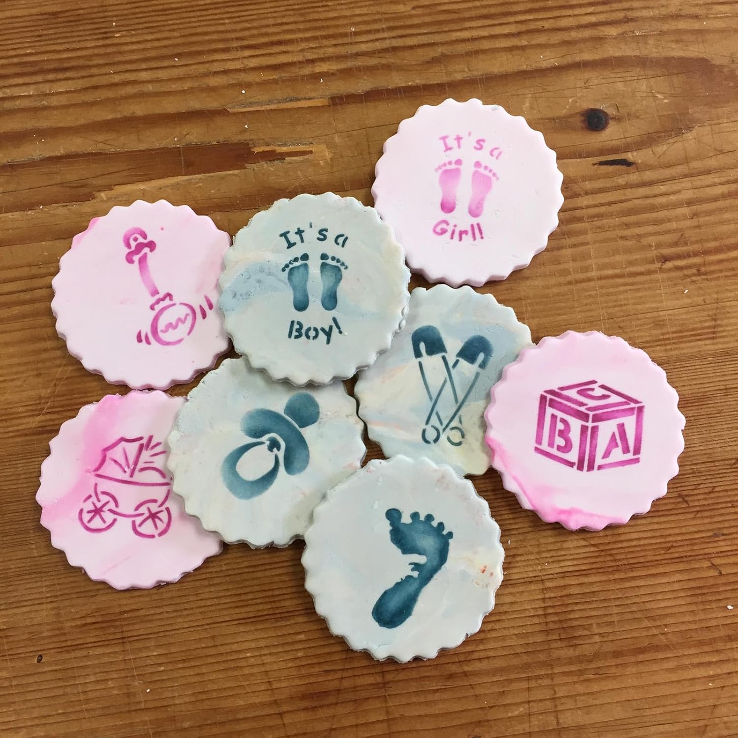 Designer Stencils Plantillas para dulces y galletas, pequeñas, beigesemitransparentes