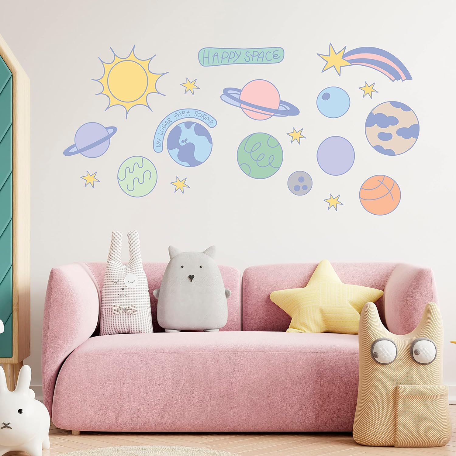 Nubeluz ‘s Happy Space – Calcomanía de pared en panel, decoración de pared de Nubeluz para cualquier espacio en casa u objeto, decoración de pared