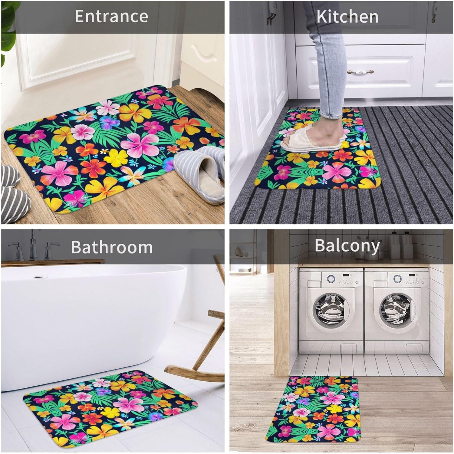 STejar Alfombra antideslizante de goma con parte trasera de goma, absorbente y resistente a las manchas, tapete para puerta de entrada interior de