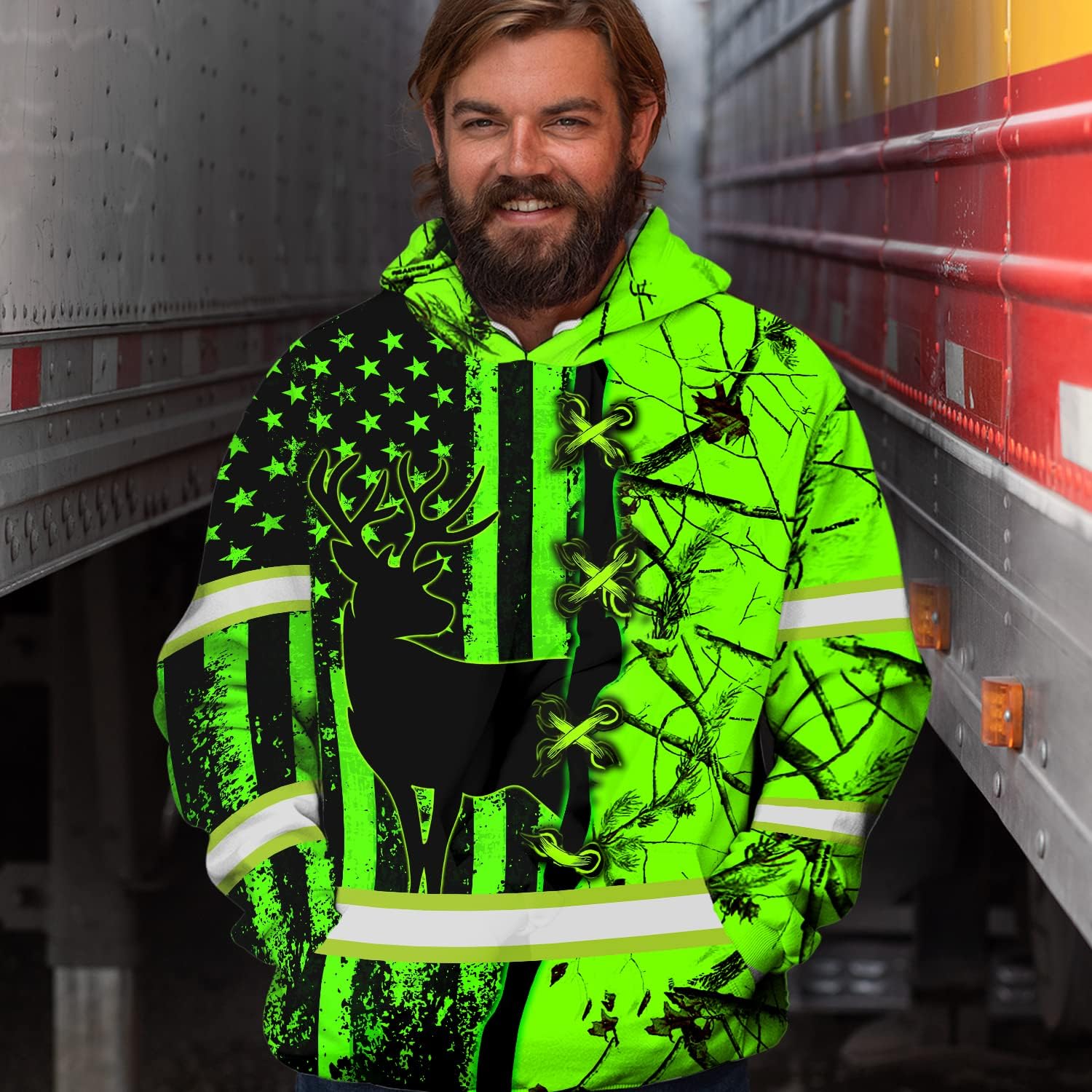 Matedecor Camisa de alta visibilidad para hombres, camisas de seguridad con bandera de EE. UU., ropa de trabajo con nombre personalizado para