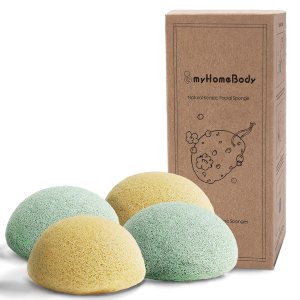 myHomeBody Esponjas faciales naturales de Konjac – para una limpieza facial suave y exfoliación (2 amarillo cúrcuma, 2 verde aloe) myHomeBody Esponjas faciales naturales de Konjac – para una limpieza facial suave y exfoliación (2 amarillo cúrcuma, 2 verde aloe)