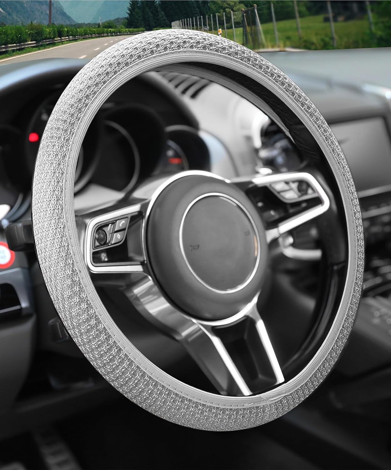 Funda elástica para volante de automóvil, de microfibra transpirable, de seda helada, cálida en invierno y fresca en verano, protector universal de