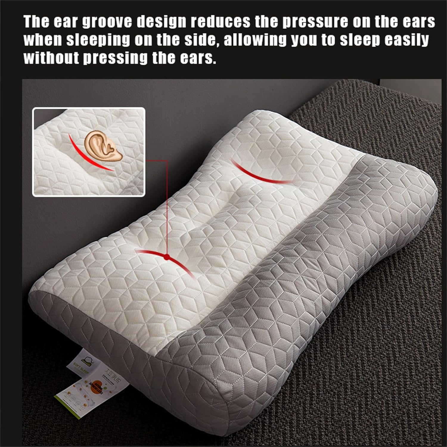 znvwki Almohada ortopédica para dormir profundo, almohada ergonómica de plumón de ganso, almohada de plumón de ganso para mejorar el sueño (2