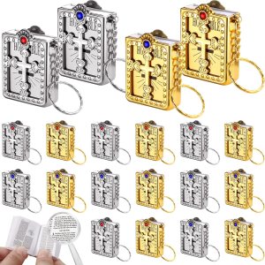 16 piezas mini llavero de la Biblia pequeña llavero religioso de Jesús, regalo cristiano para bautismo, iglesia, comunión con lupa, 4 estilos 16 piezas mini llavero de la Biblia pequeña llavero religioso de Jesús, regalo cristiano para bautismo, iglesia, comunión con lupa, 4 estilos
