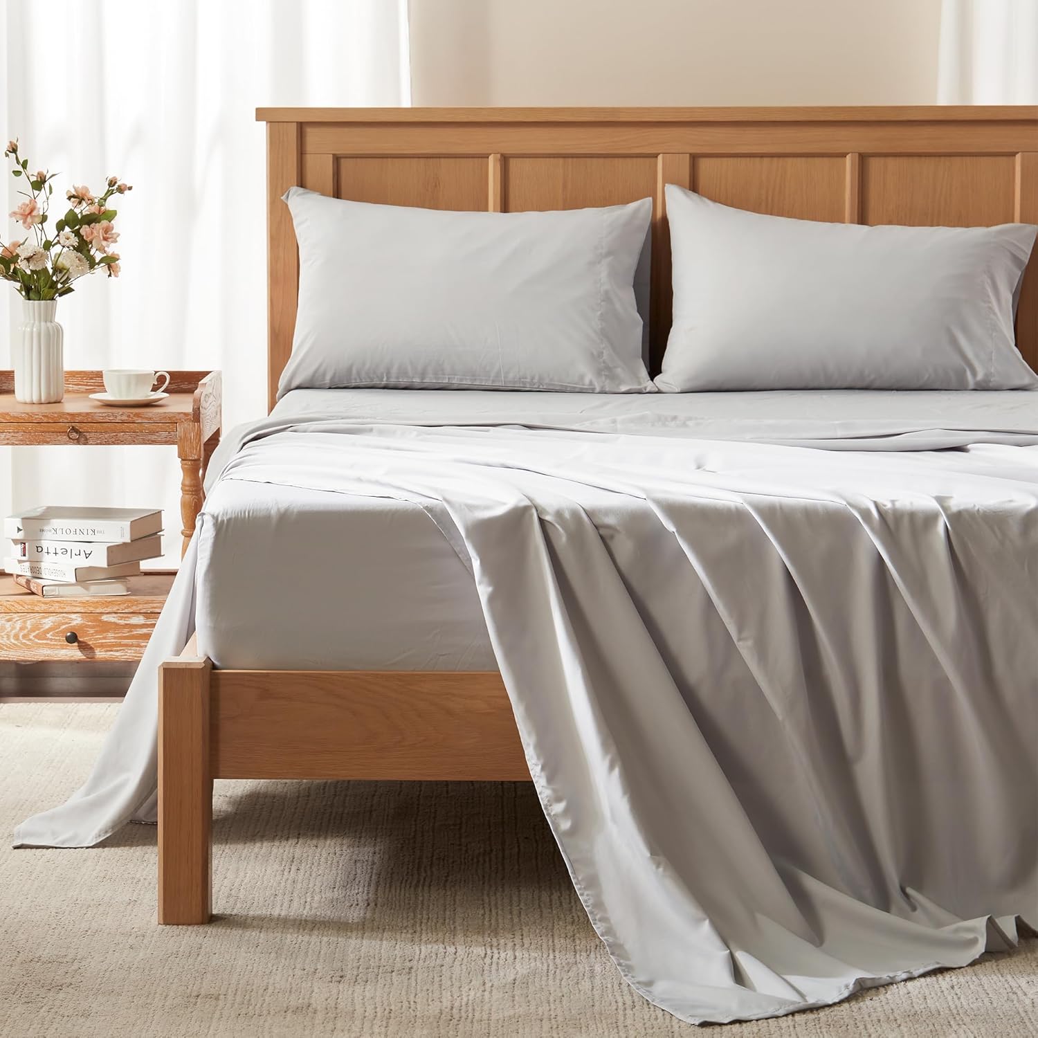 Comfort Spaces Coolmax – Juego de sábanas suaves que absorben la humedad, suaves y resistentes a la decoloración, bolsillo profundo elástico que se