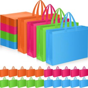 Silkfly 100 bolsas de compras a granel con asas plegables grandes reutilizables bolsas de compras de comestibles bolsas de regalo para fiestas, Rojo Silkfly 100 bolsas de compras a granel con asas plegables grandes reutilizables bolsas de compras de comestibles bolsas de regalo para fiestas, Rojo