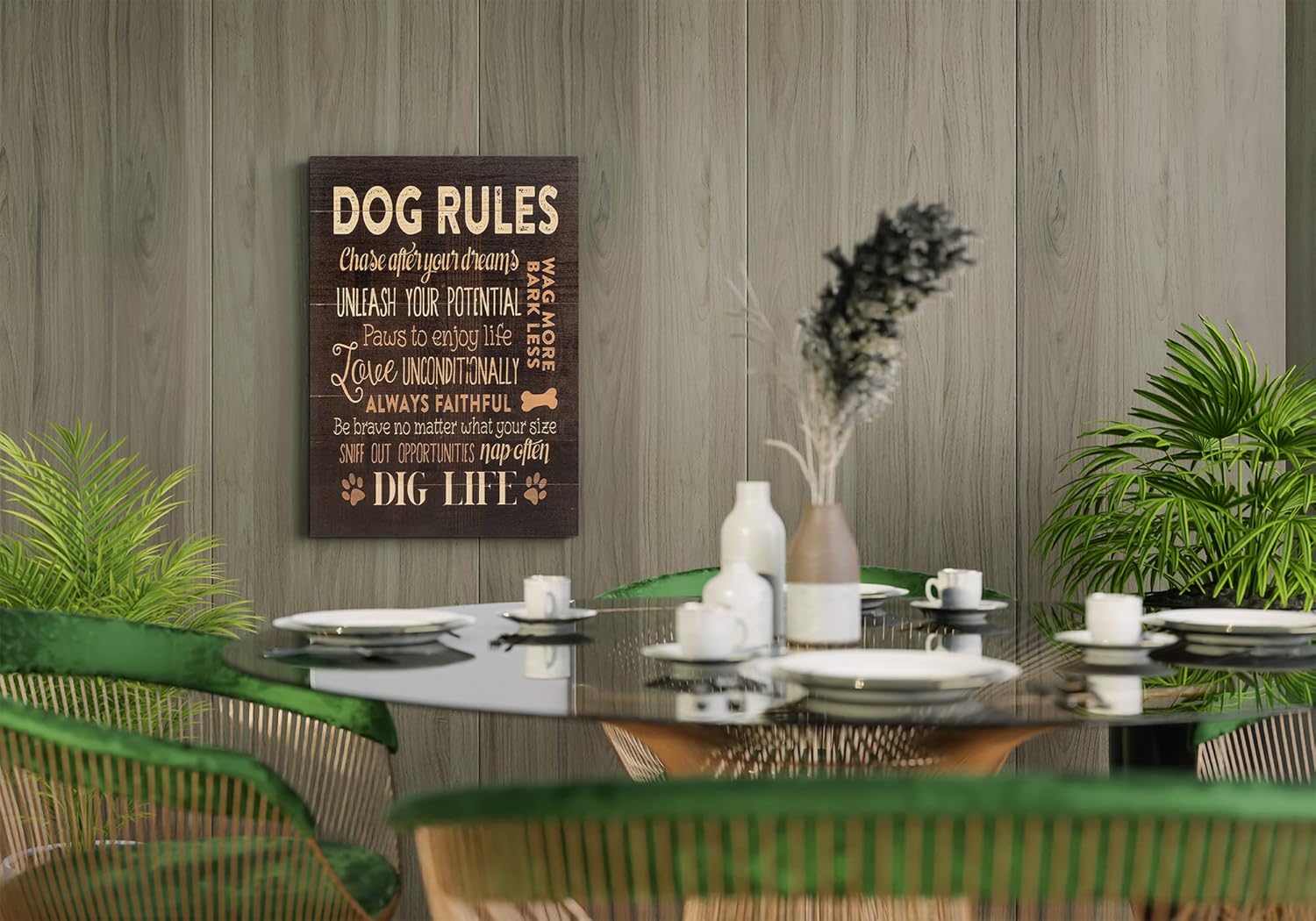 BXFAHZJ Dog Rules – Lienzo decorativo para pared, diseño de perro divertido de 11 x 14 pulgadas, decoración para habitación de perro, hogar,