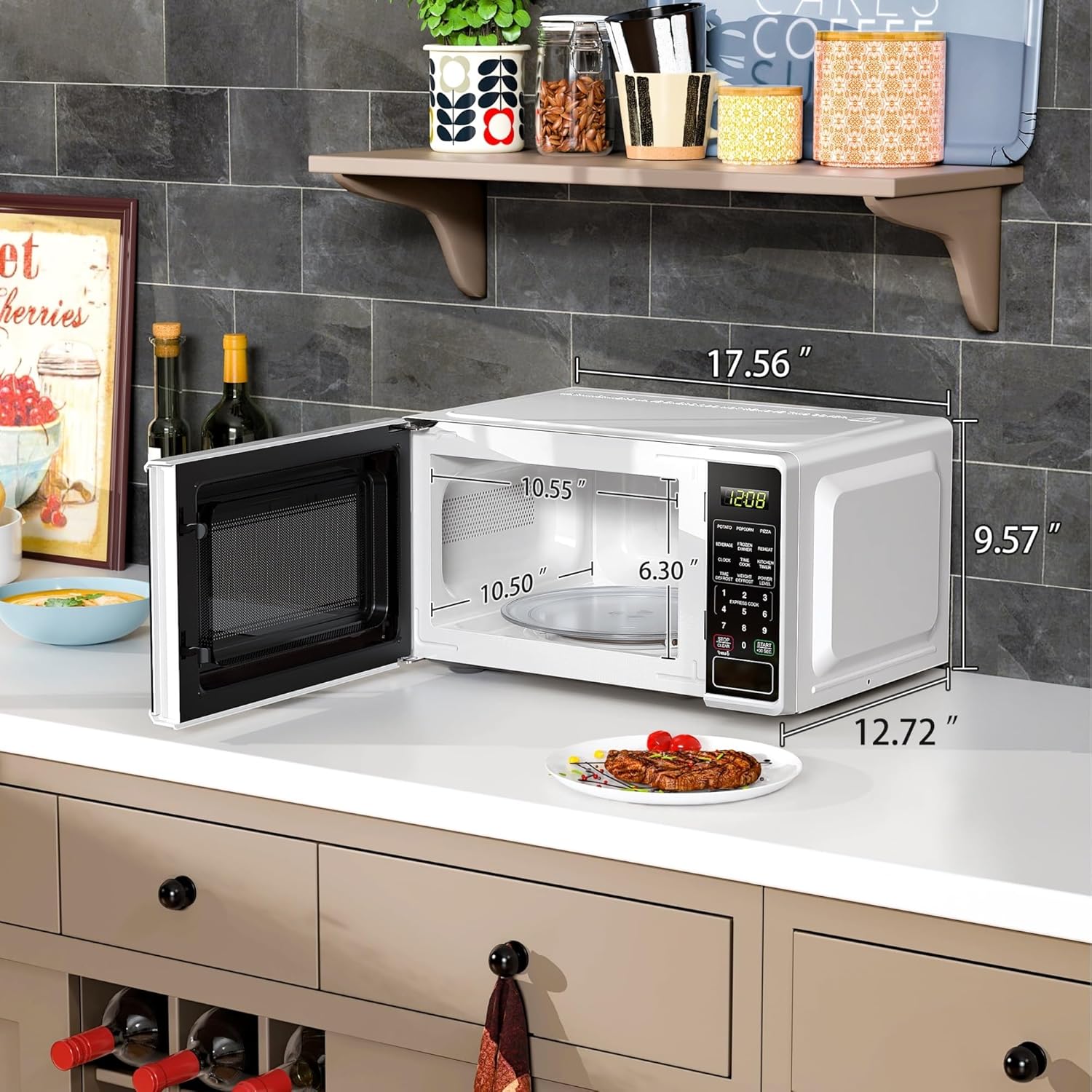 Horno microondas de 0.7 pies cúbicos, 700 vatios, nuevo (color  blanco)
