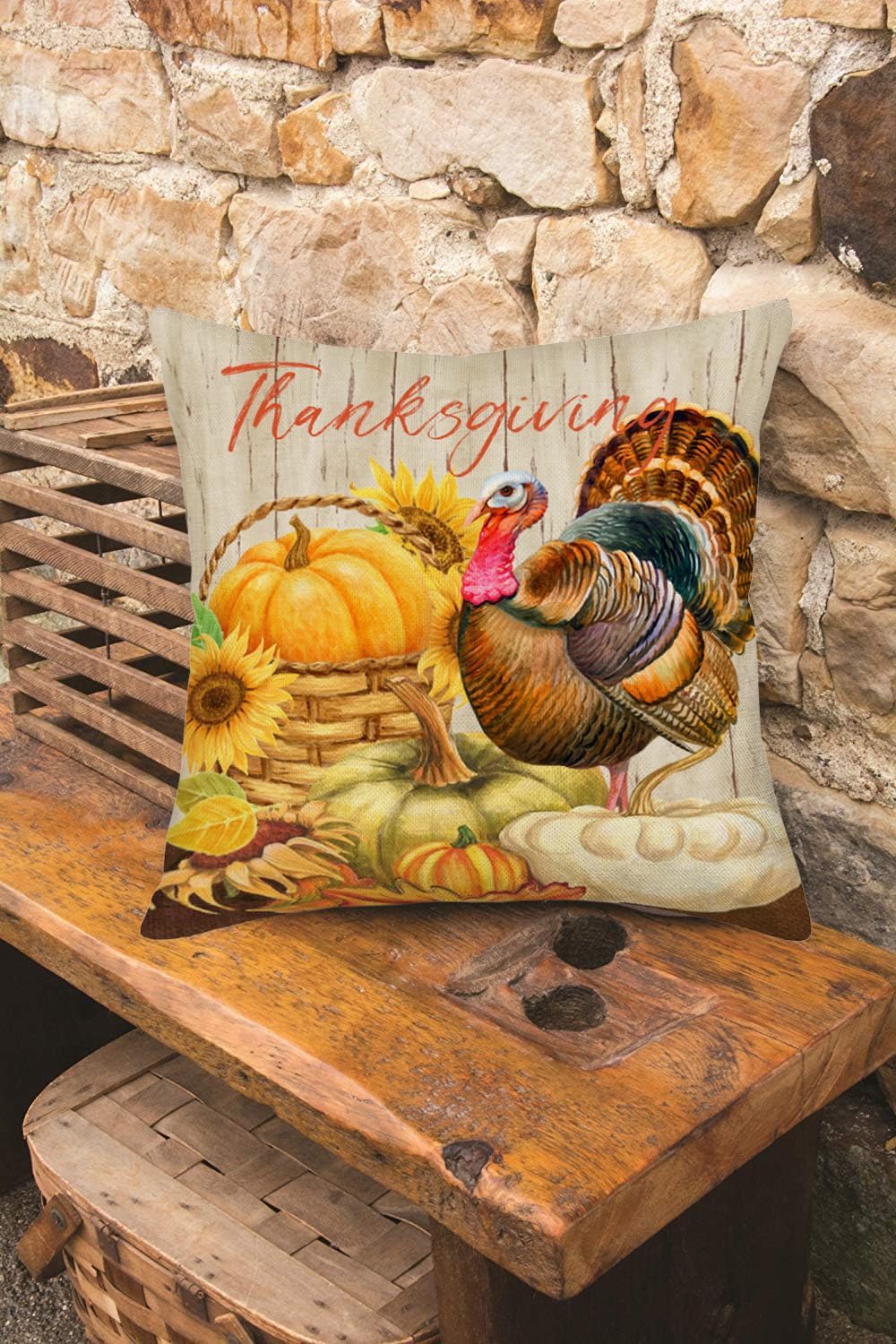 Fundas de almohada decorativas de pavo de Acción de Gracias de 22 x 22 pulgadas, fundas decorativas para el hogar, sofá, decoración de sofá, funda