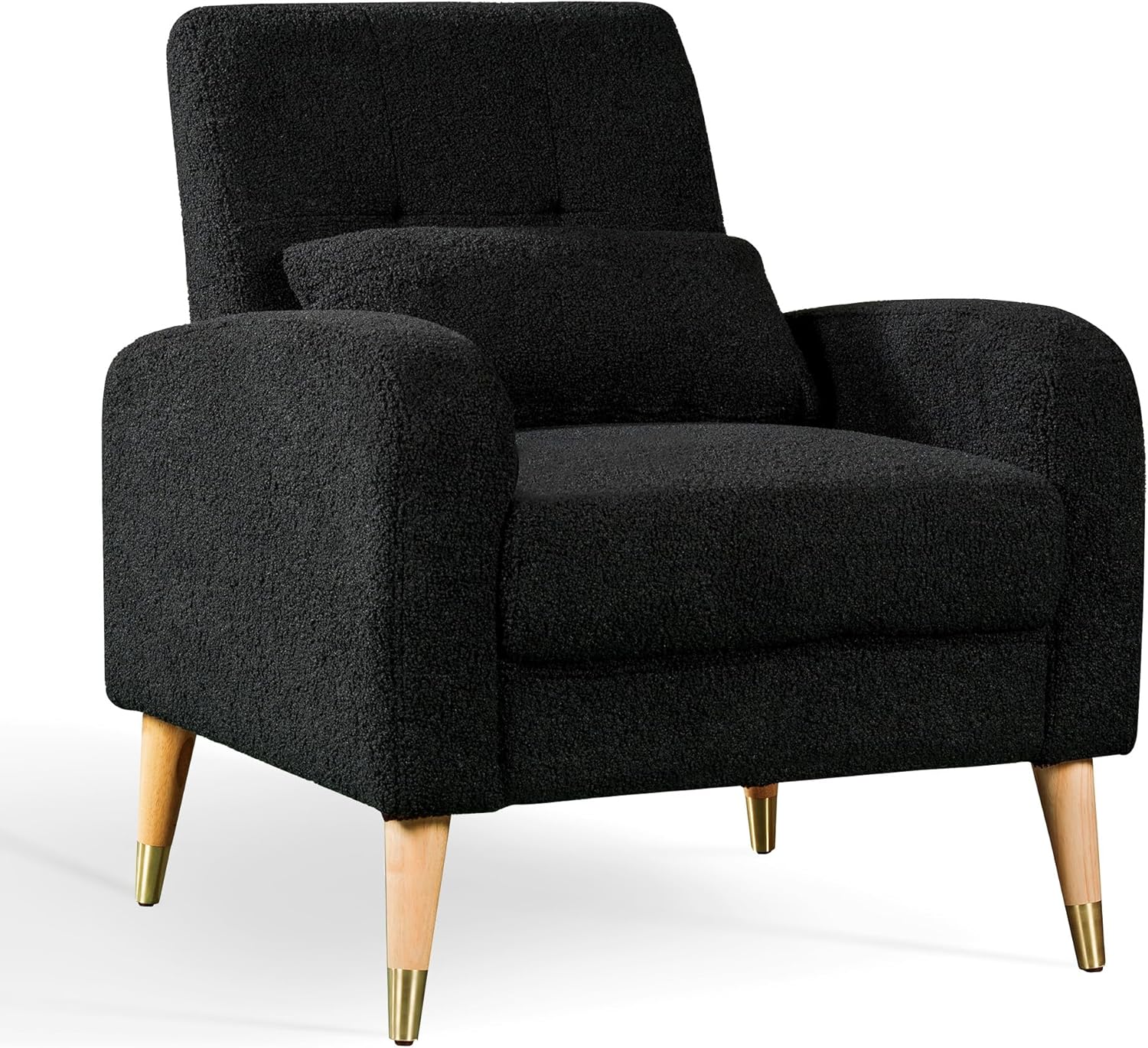 Dolonm Silla decorativa moderna de mediados de siglo, sillón tapizado, silla de sala de estar, cómoda silla individual con patas resistentes, silla
