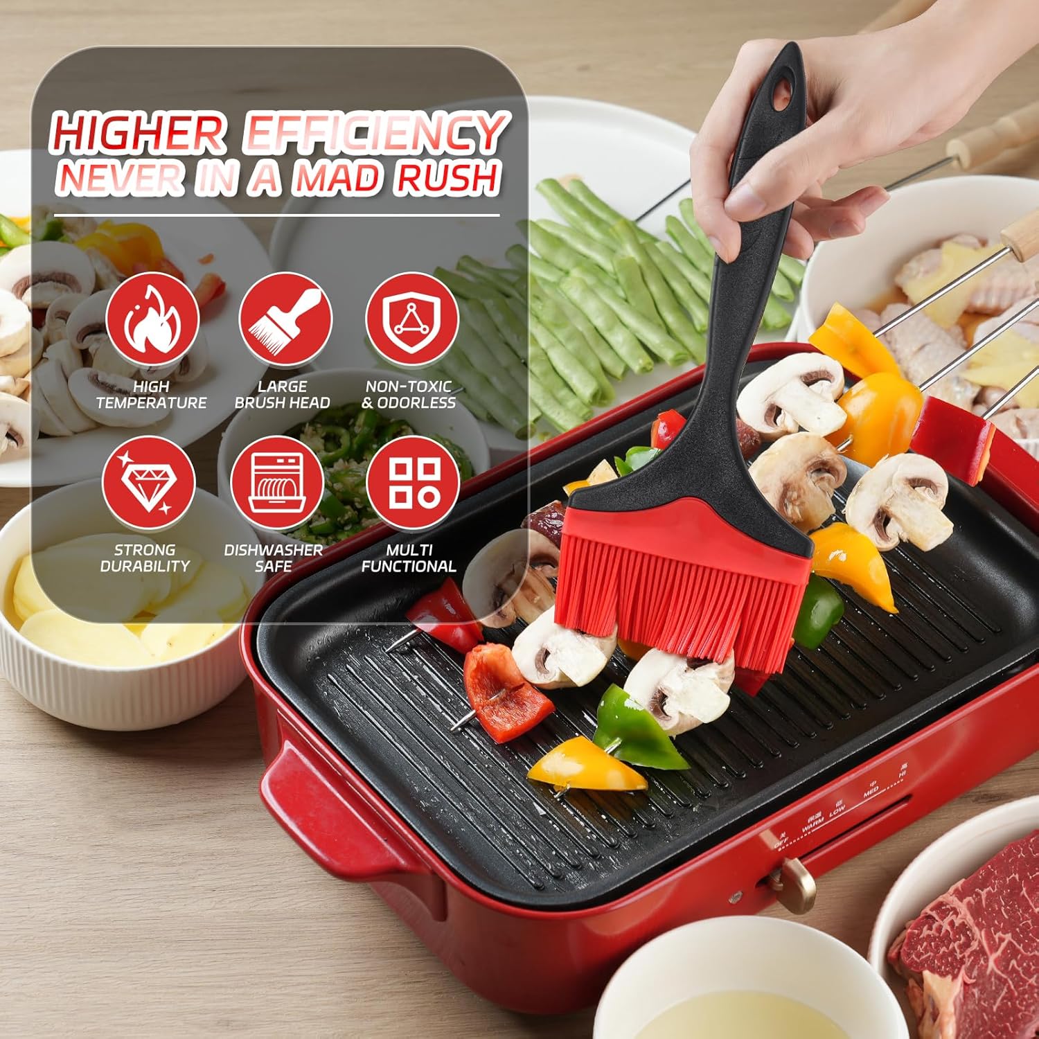 Cepillo de silicona extra grande para repostería, cepillo de silicona extra ancho de 3.95 pulgadas para asar a la parrilla, cepillos resistentes al