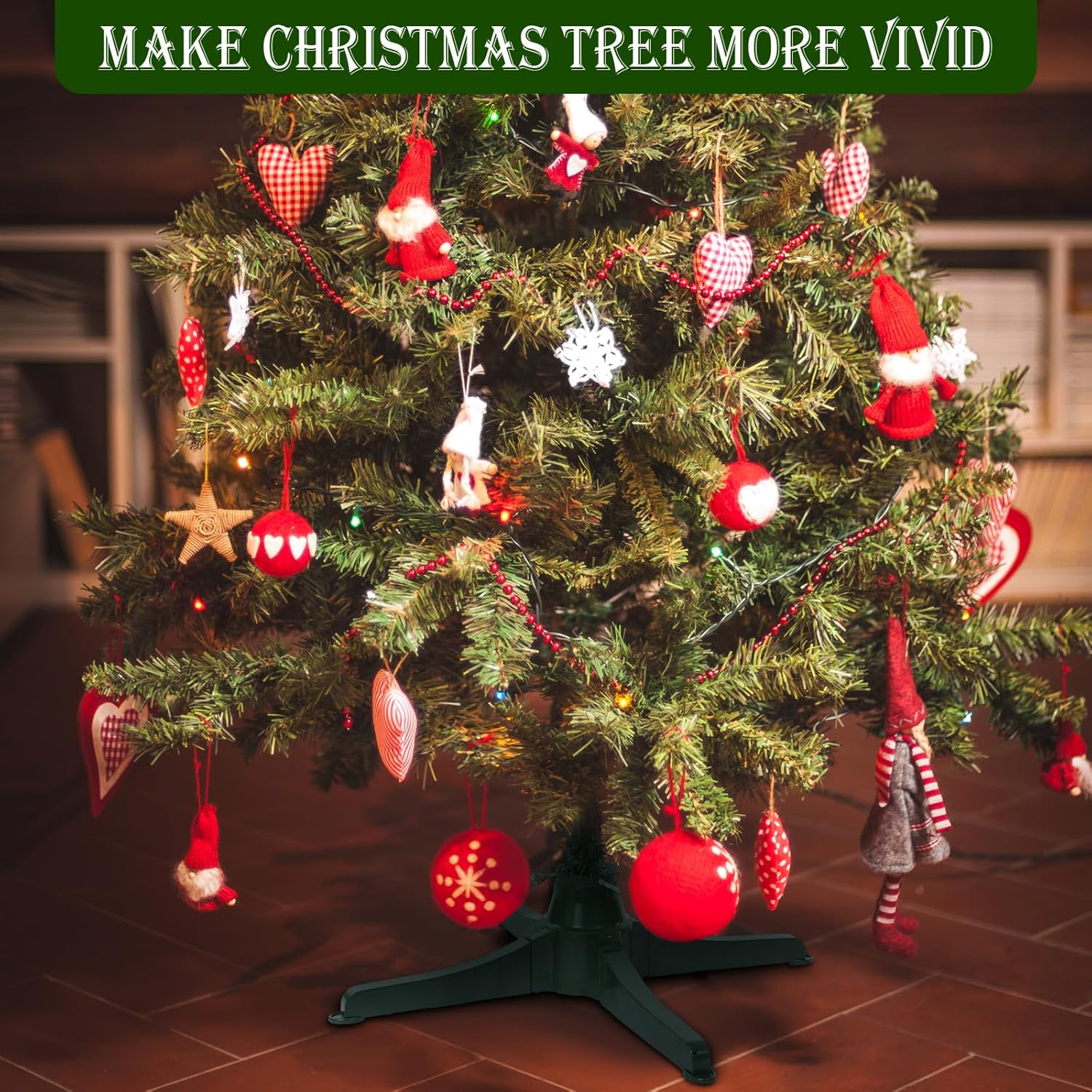 Xuhal Soporte giratorio para árbol de Navidad de 360 grados, soporte giratorio para árbol de Navidad, base de árbol de Navidad verde con adaptador