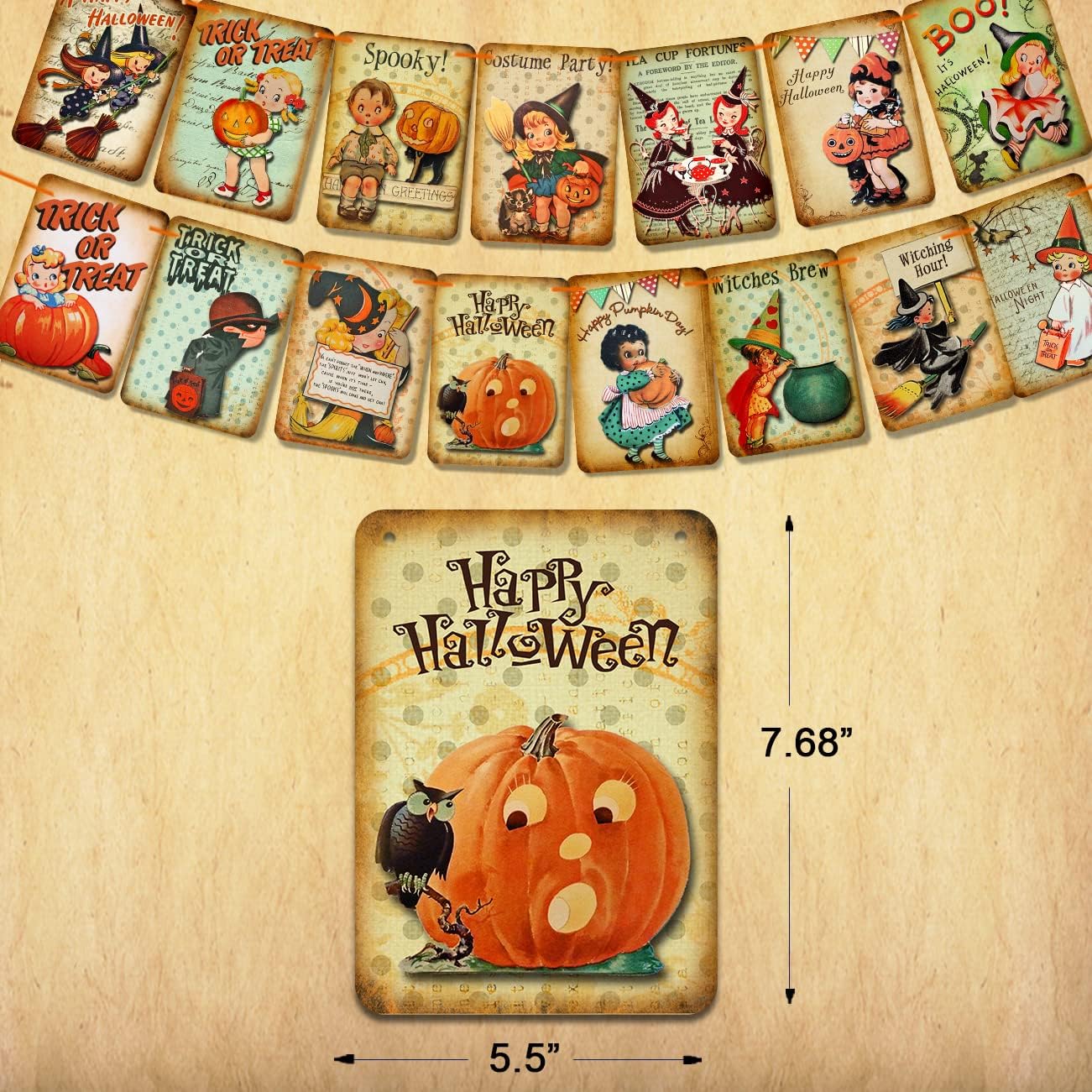 Decoración navideña de Halloween, pancarta de truco o trato, pancarta colgante de calabaza de estilo vintage de Halloween, decoración del hogar,