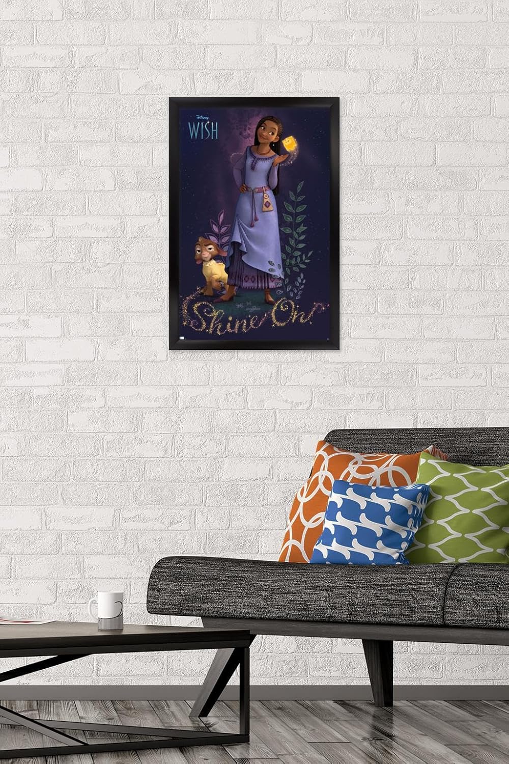 Trends International Disney Wish – Póster de pared Asha, 14.72 x 22.37 pulgadas, versión enmarcada en negro