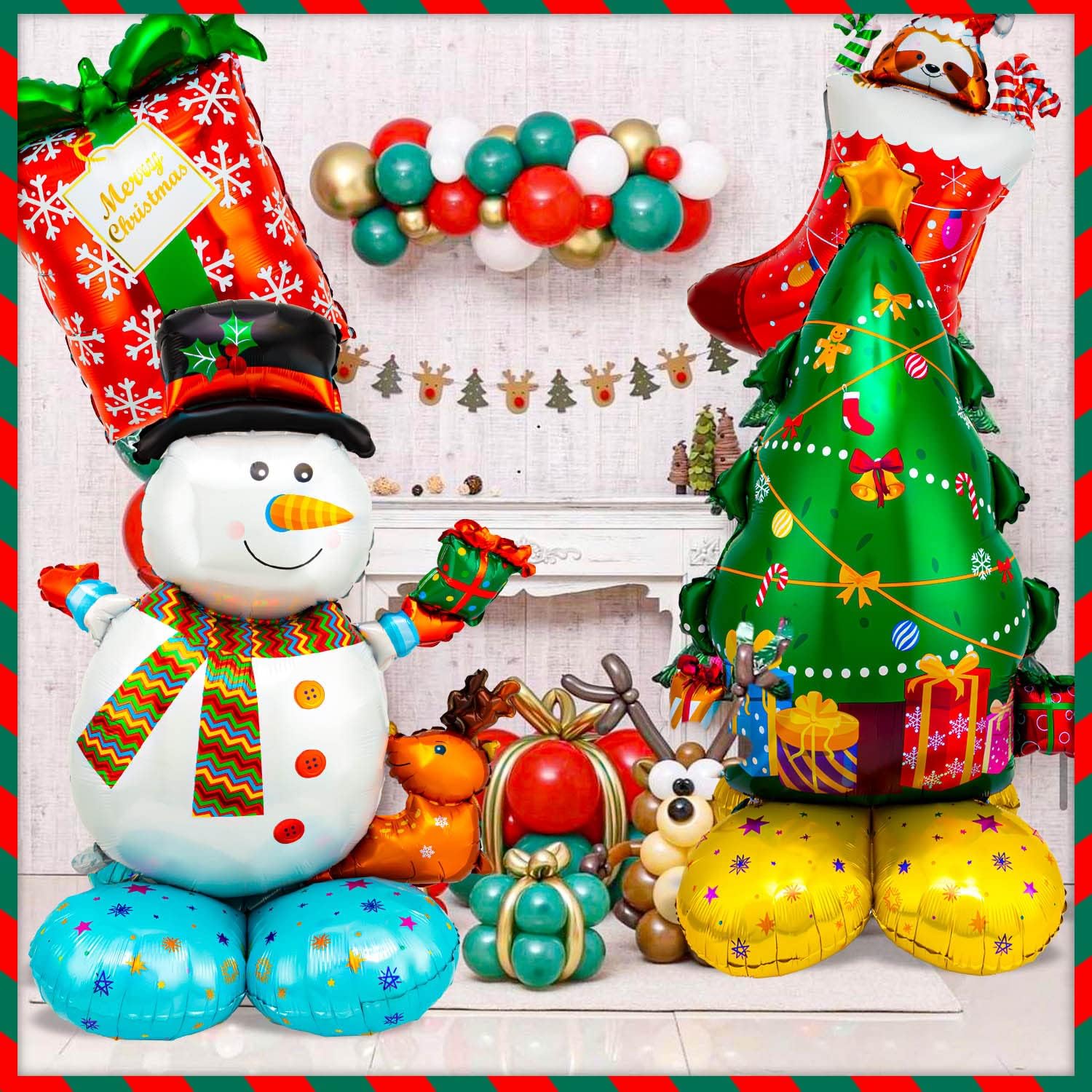 Globos de Mylar de Navidad, gigantes y grandes, 8 piezas de Papá Noel, muñeco de nieve, árbol de Navidad, caja de regalo, globo de aluminio para