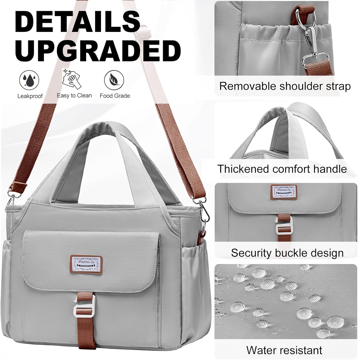 Lonchera para hombres y mujeres, lonchera grande aislada, bolsa de almuerzo a prueba de fugas para adultos, bolsa de almuerzo reutilizable con