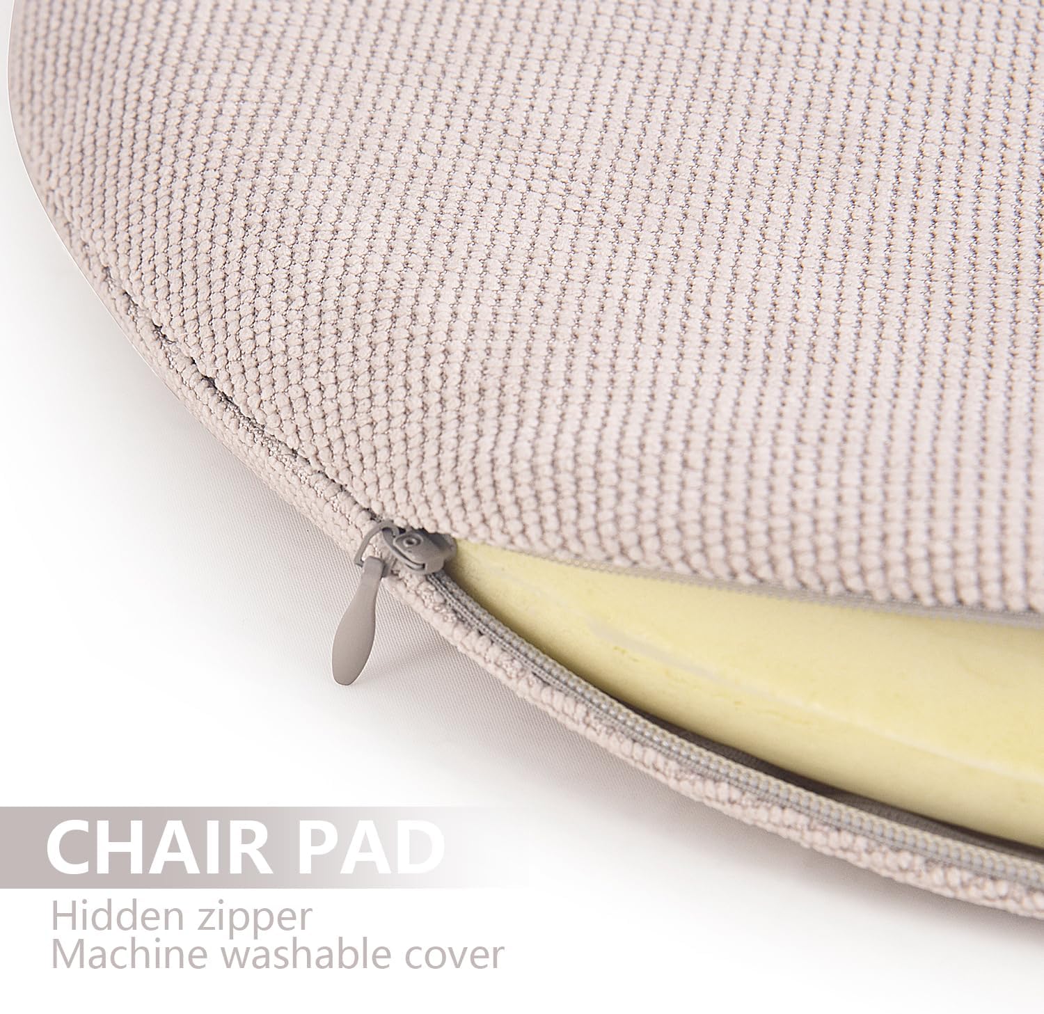 Cojín redondo de espuma viscoelástica para silla de cocina de 14 pulgadas, cojín de asiento de comedor con funda de cojín extraíble, cojín circular