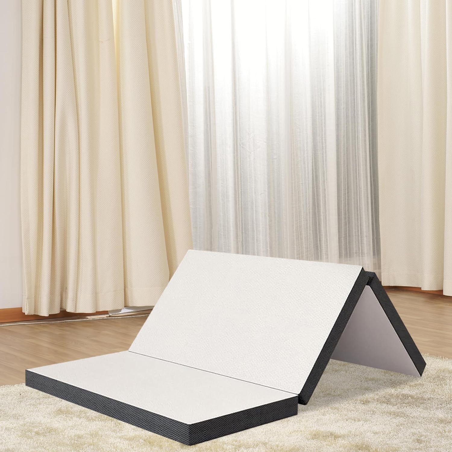 Colchón plegable de espuma viscoelástica, colchón triple plegable con funda lavable, cubrecolchón de viaje, colchón portátil para viajes, camping,