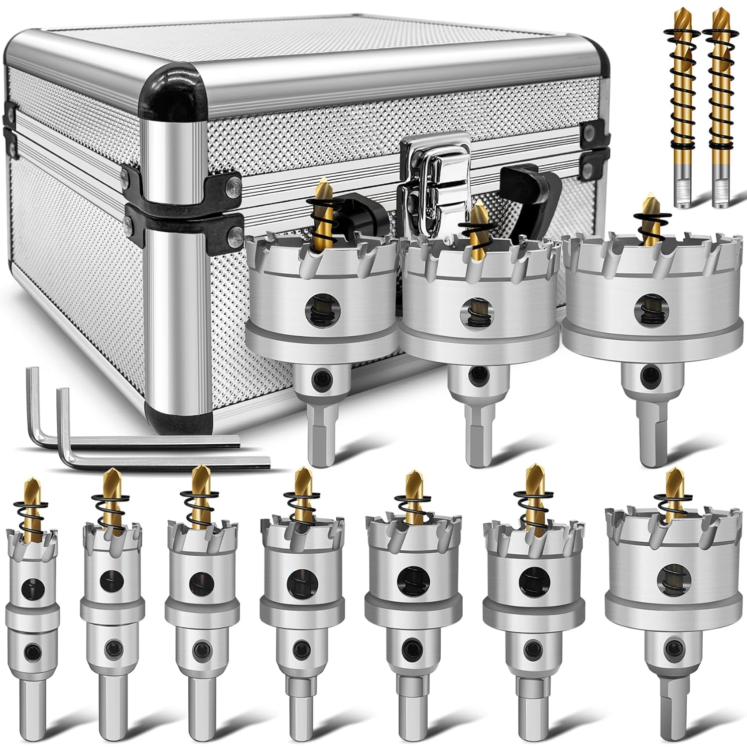 Zeliceka TCT – Juego de sierra perforadora de carburo para metal duro, 12 piezas de sierra perforadora con punta de carburo de tungsteno resistente,