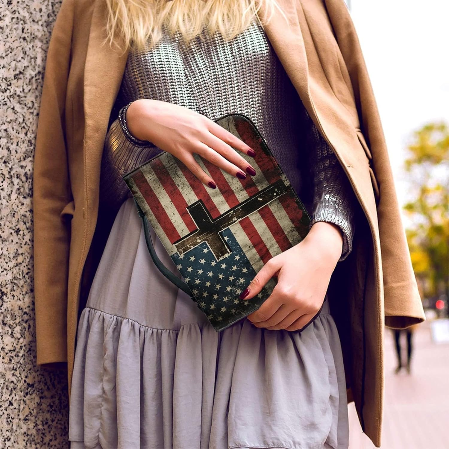 Bengbobar Funda de la Biblia con la bandera estadounidense para hombres y mujeres, funda para la Biblia del 4 de julio, Día de la Independencia,