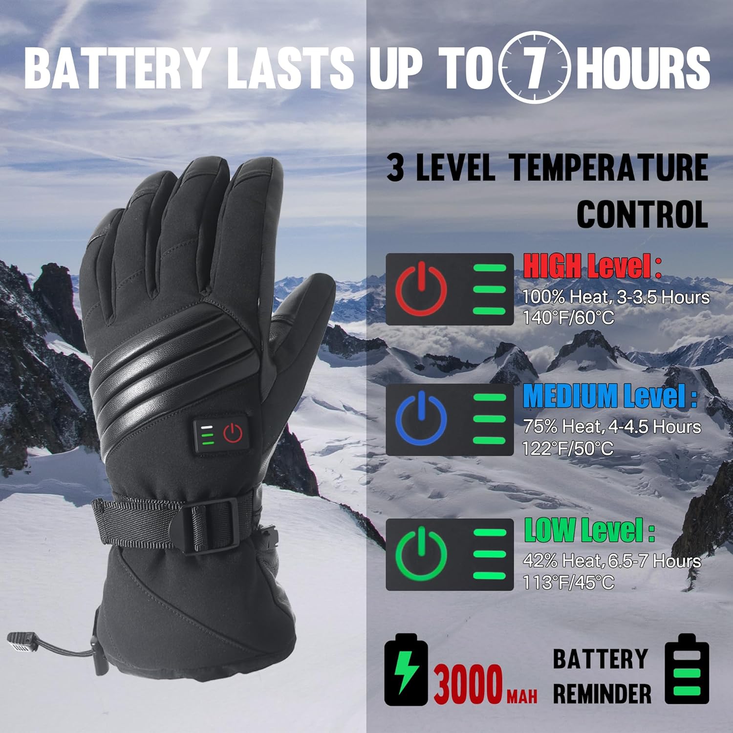 Guantes de trabajo con aislamiento impermeable, guantes térmicos de invierno para hombres y mujeres, compatible con pantalla táctil, guantes de