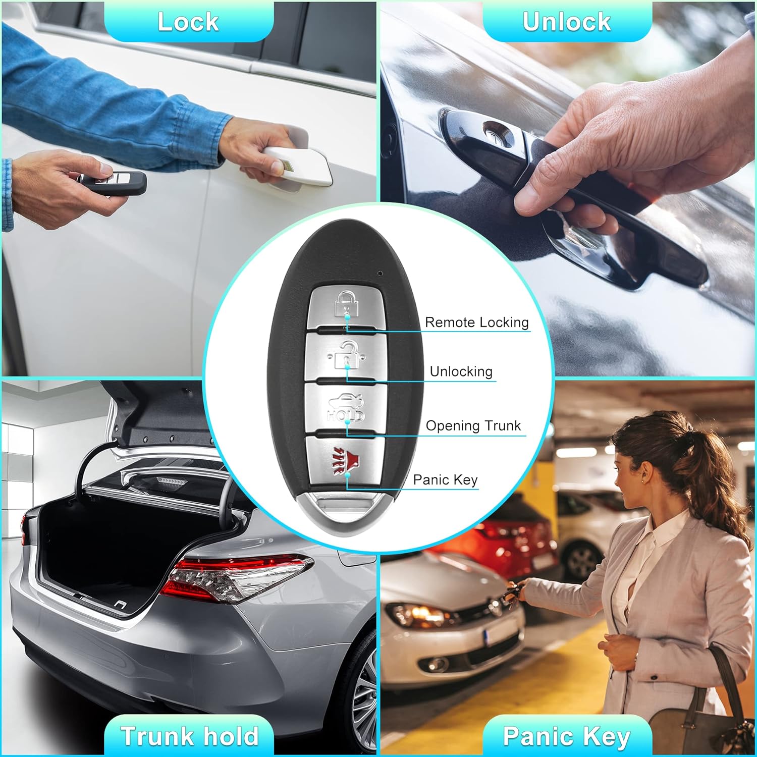 X AUTOHAUX 434MHz KR5TXN1 – Llavero de repuesto inteligente sin llave para Nissan Altima 2019-2021 para Sentra 2020 2021 para Versa 2020 2021 2022 4