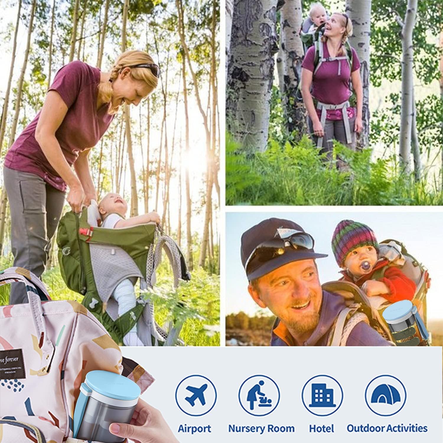 Kit limpiador de biberones esencial de viaje para bebés con cepillo de silicona para botellas, estante de secado a presión integrado, cepillo de