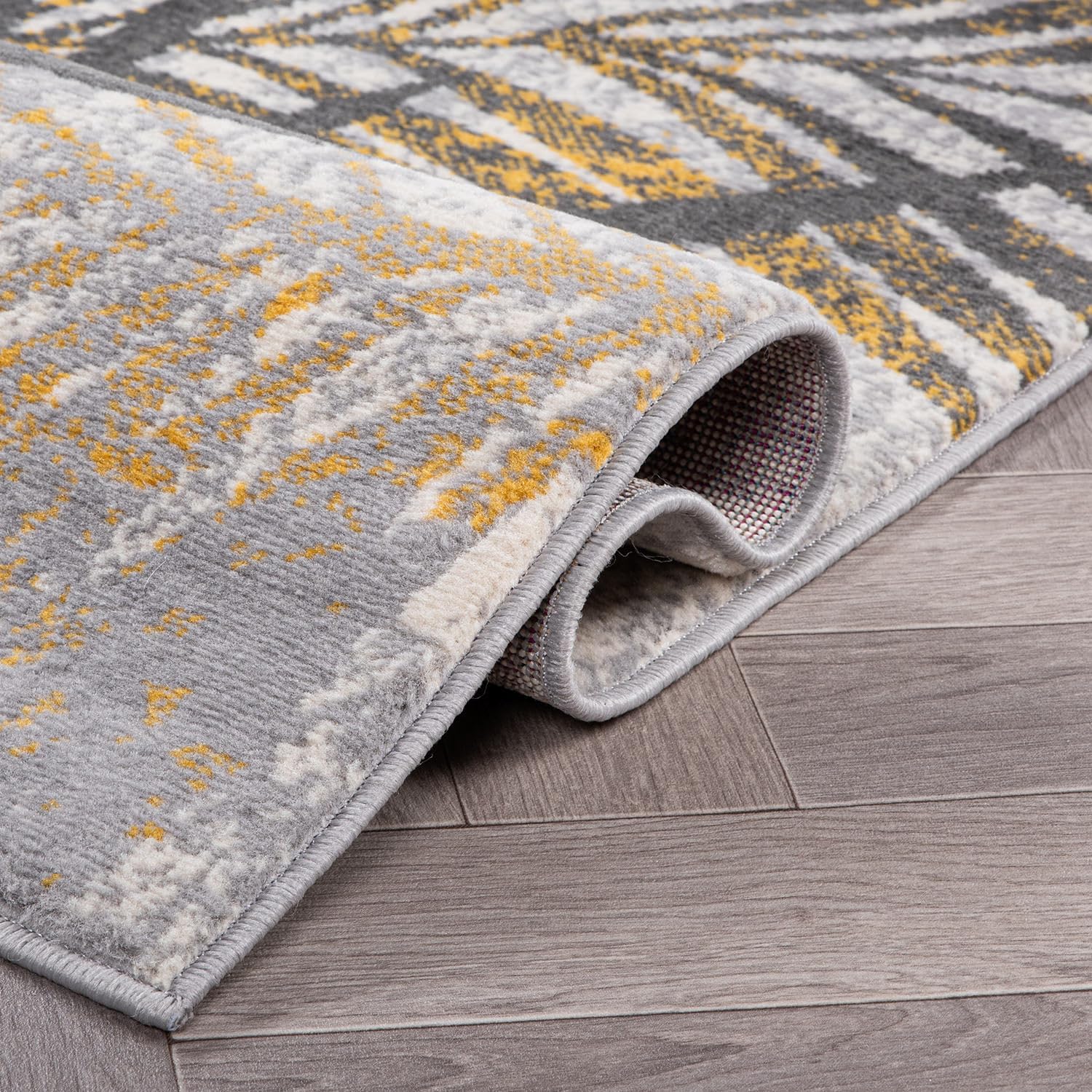 Rugshop Edinburgh – Alfombra suave resistente a las manchas, diseño de hojas florales, 2 x 3 pies, color amarillo