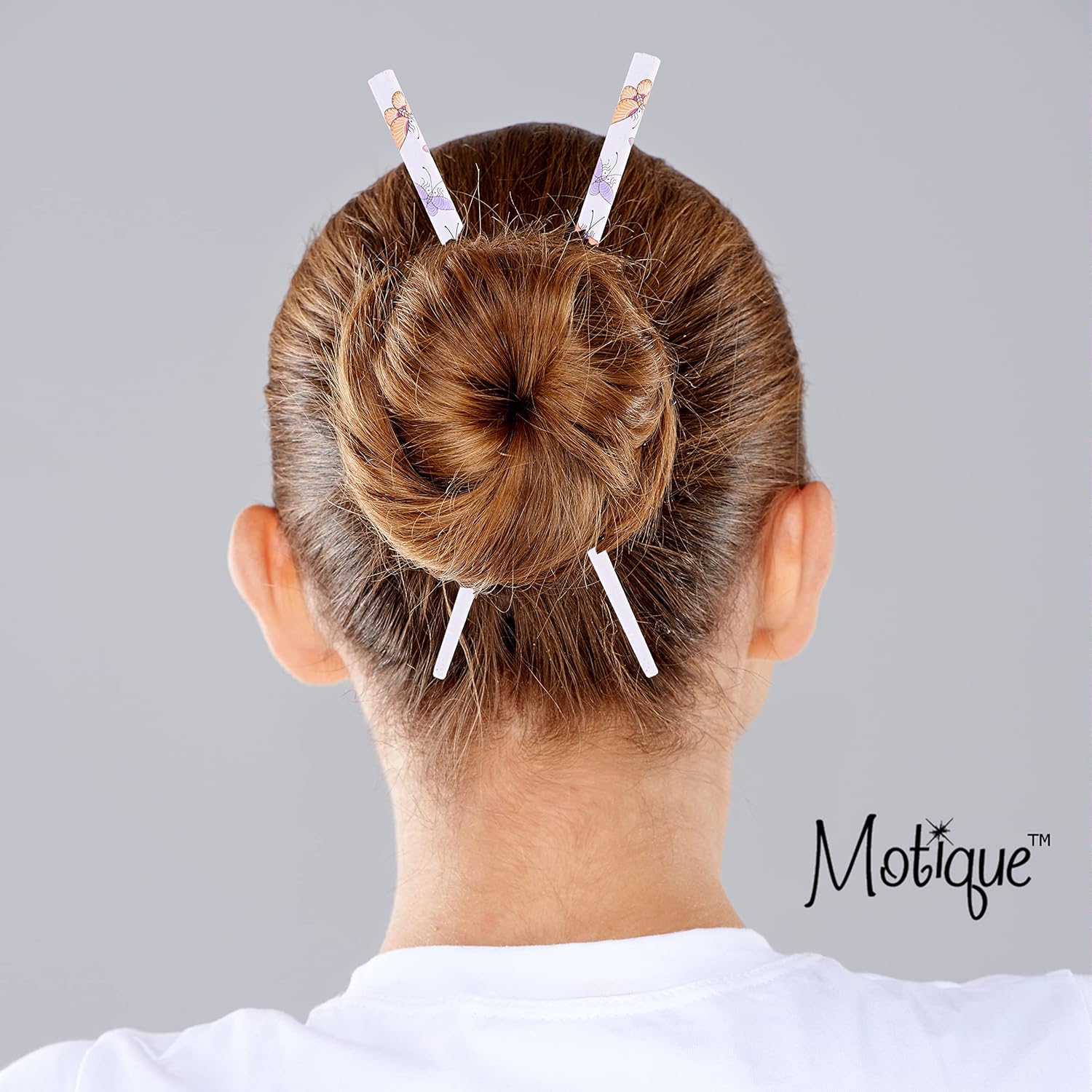 Juego de 4 palillos para el cabello con mariposas, color rojo y blanco