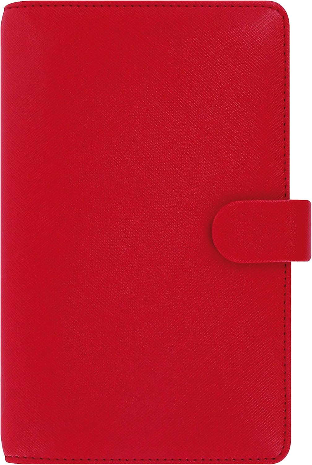 Filofax Saffiano – Organizador personal compacto, amapola, grano cruzado, aspecto de cuero, seis anillos, calendario semanal para ver, multilingüe,