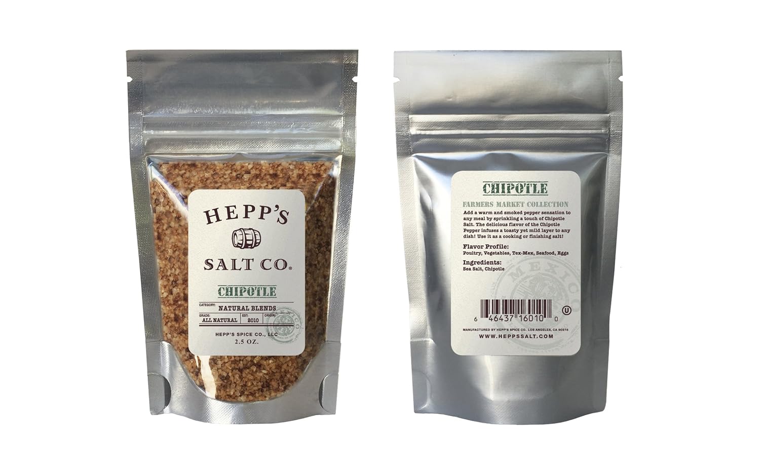 Hepp’s Salt Co. Bolsa de sal marina Chipotle de 2.5 oz