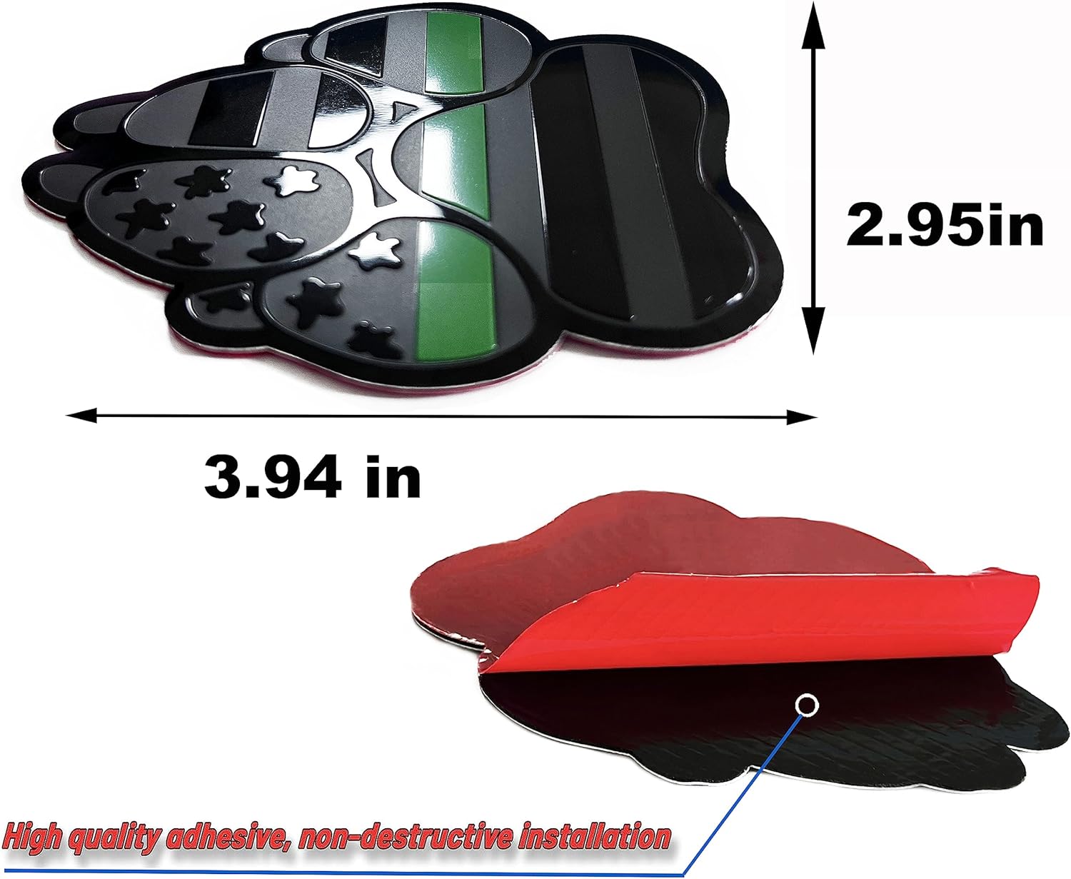 Calcomanía de metal negro estadounidense con bandera de perro K9, calcomanía de repuesto para auto, camión, SUV (verde)