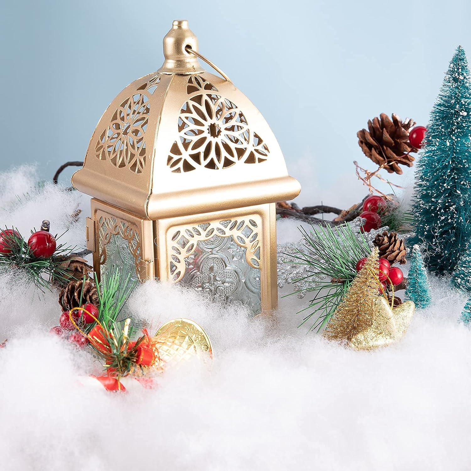 Biggun Decoración de nieve falsa de Navidad, manta de nieve artificial de 20 onzas, decoración de nieve falsa de Navidad, esponjosa, fibra de nieve