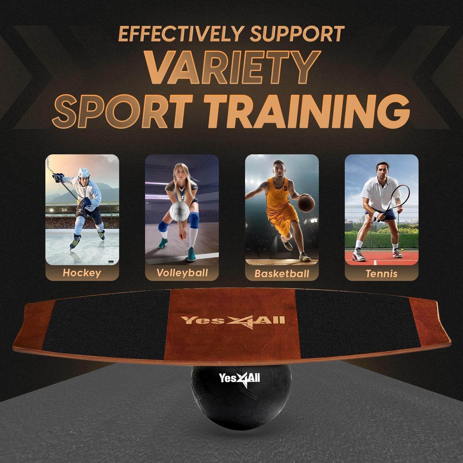 Yes4All Surf Balance Board Trainer- Balance on a Ball – 360 Degree Range of Motion for Advanced Balance Training, Core Strength, Fitness and All