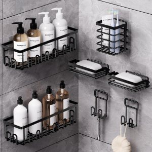 HSD Houseware Paquete de 7 organizadores de ducha adhesivos para almacenamiento de baño y cocina, estante de ducha adhesivo para ducha interior con HSD Houseware Paquete de 7 organizadores de ducha adhesivos para almacenamiento de baño y cocina, estante de ducha adhesivo para ducha interior con