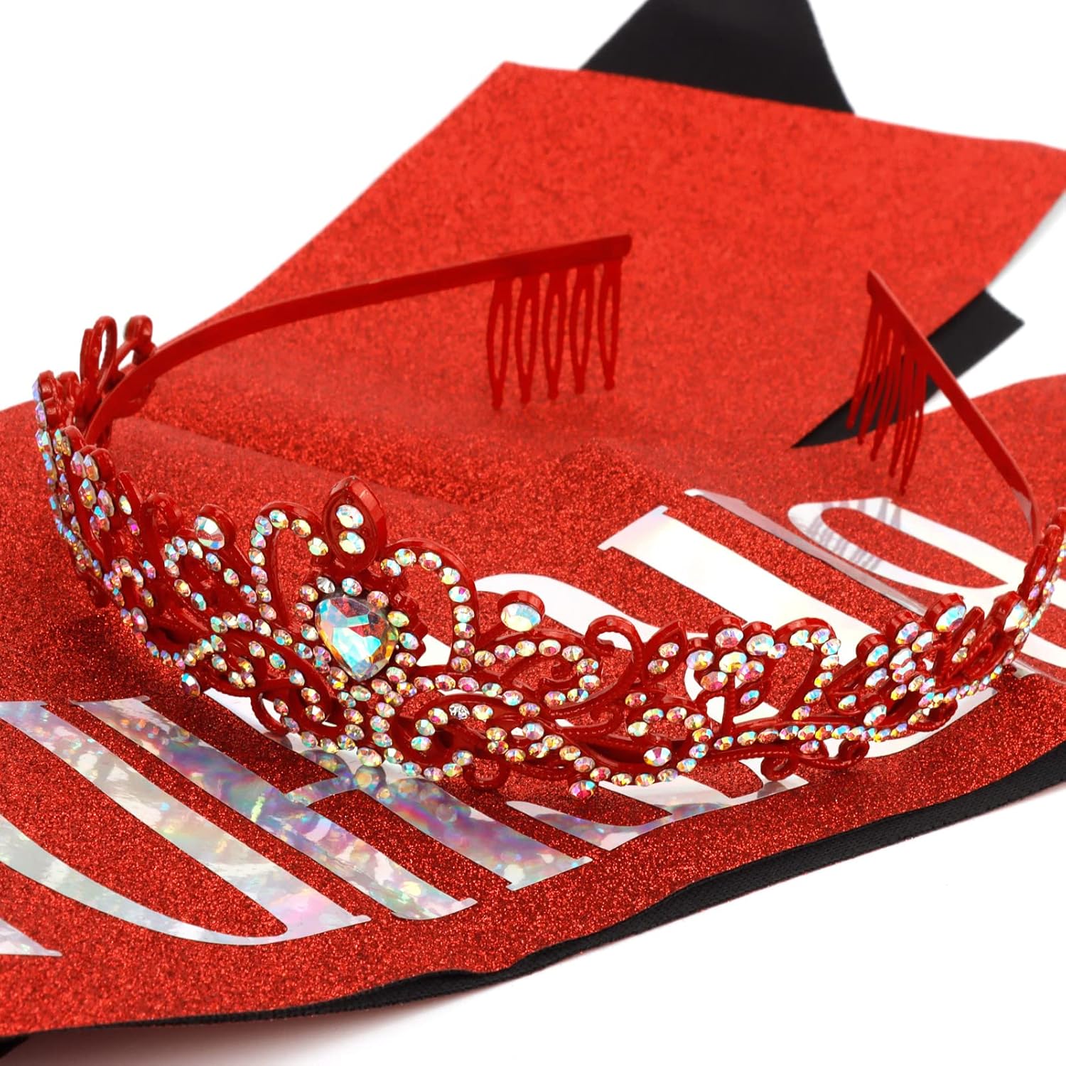 Juego de tiara y tiara de cristal para mujer, diseño de “Birthday Queen”, tiara y coronas para mujer, regalo de cumpleaños de COCIDE para niña, kit