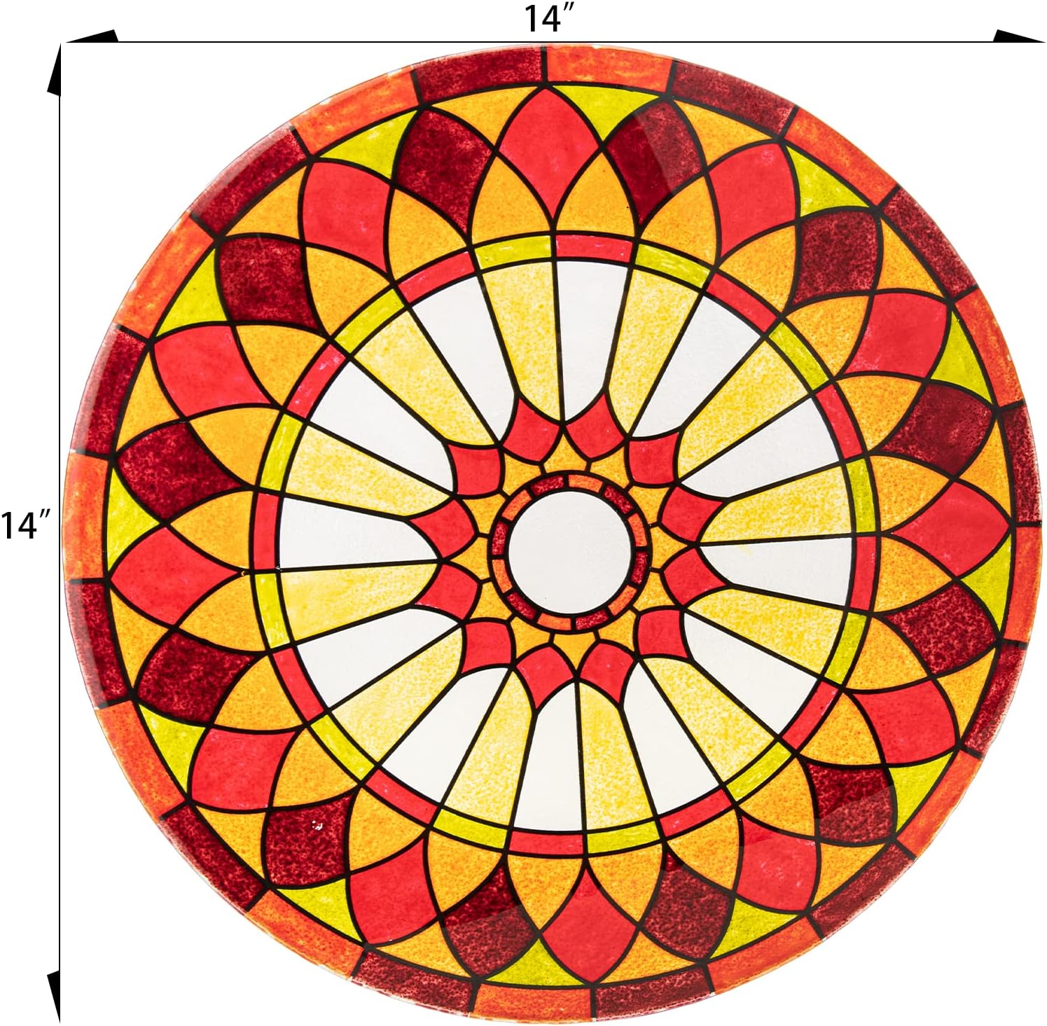 VCUTEKA Mesa auxiliar de mosaico para exteriores, mesa auxiliar para patio, mesa auxiliar pequeña, parte superior de cristal, redonda, balcón, mesa